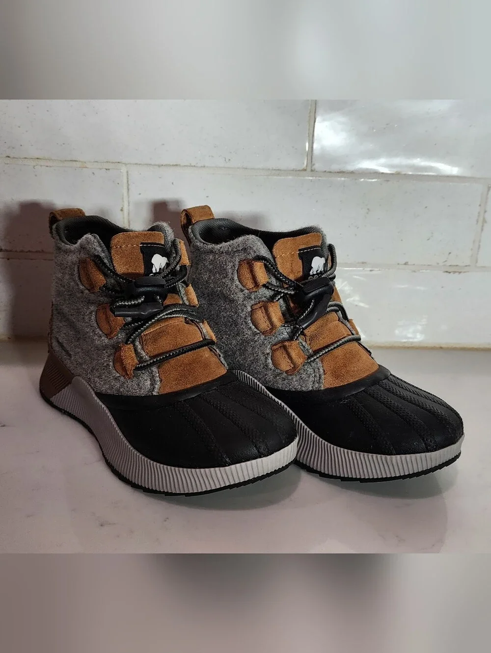 Sorel Kids Black, Brown & Gray Waterproof Winter Boots